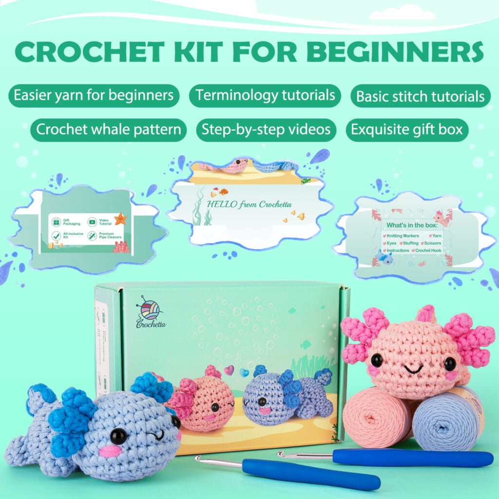 Crochet Axolotls (Pink&Blue)