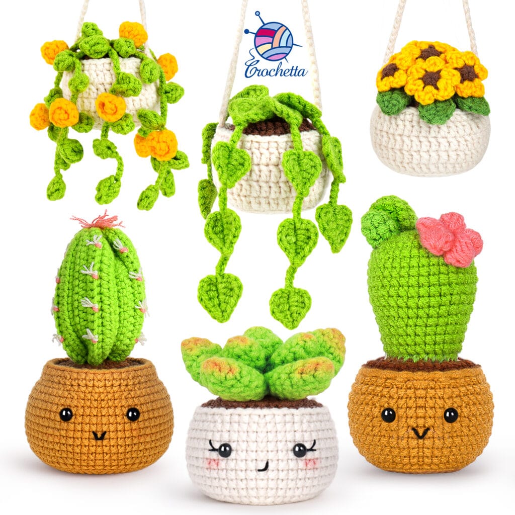 Crochet Hanging Potted Plants family